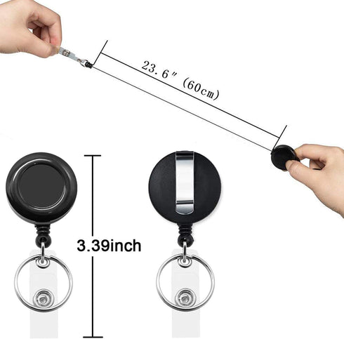 YOUOWO Black White Cruise Lanyards with Retractable Badge Reel for Office ID Badges Holder, Quick Release Neck Lanyard