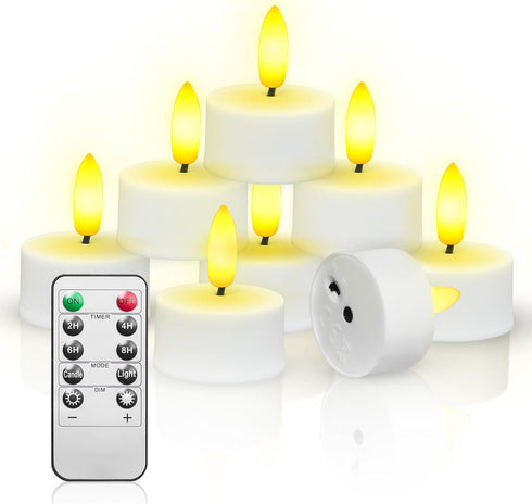 Rechargeable Tea Lights with Remote Timer & Dimmer, USB Flickering Battery Operated