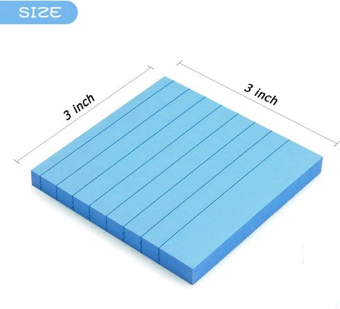 Early Buy 6 Bright Color Lined Sticky Notes, Self-Stick Notes 3 in x 3 in, 100 Sheets/Pad, 6 Pads/Pack