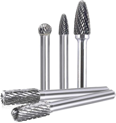 10pc Tungsten Carbide Burr Set, 1/4" Shank Double Cut Rotary Cutting Bits for Woodworking