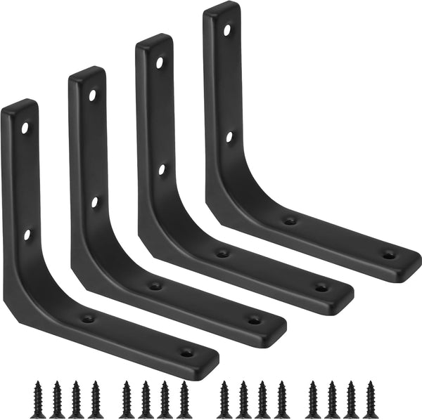 Hordion 4pcs Wall Shelf Brackets 4 Inch, Heavy Duty L Bracket Right Angle