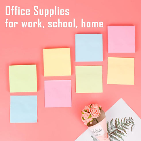 HappyHapi Sticky Notes 3x3 Inches Bulk, 36 Pack 3600 Sheets Colored Self-Stick Pads for Office, School, Home