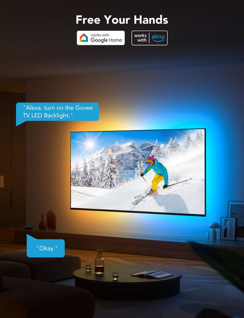 55-65 Inch 99+ Govee TV LED Backlight, RGBIC Smart LED Strip Lights for TVs, Bluetooth and Wi-Fi APP Control, Works