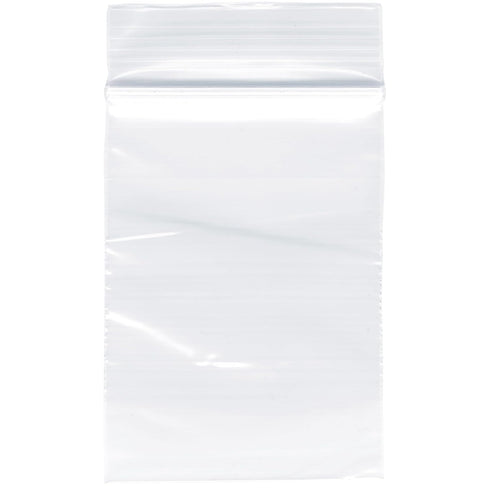 Plymor 2" x 3" Zipper Reclosable Plastic Bags, 2 Mil, Pack of 100