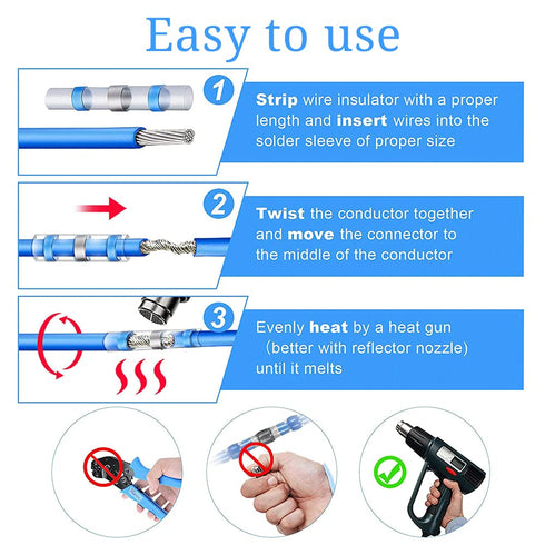 120 Pcs Solder Seal Wire Connectors, Electrical Connectors Heat Shrink Wire Connectors for Marine Automotive Wiring