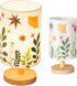 5W 3Color Pressed Flowers Table Lamp LED Temperatures Dried Flower Bedside Lamp Linen Shade with Wood Base for Bedroom