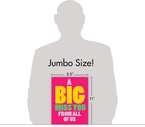 NobleWorks Jumbo Loving Miss You Greeting Card with Envelope, Big 8.5 x 11 Inch, Thinking of You Card from All of Us, A