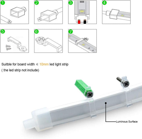 10mm IP67,13x5mm 16.4FT/5M Silicone LED Channel System, NEON Tube for DIY LED Rope Light Strip, Aluminum Profile New