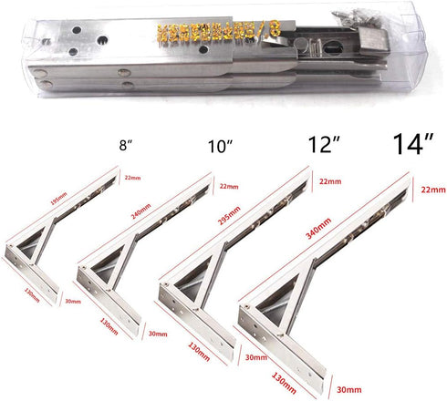 SeeRaphee 8 inch 132lb/60KG, Stainless Steel Heavy Duty Folding Shelf Bracket Corner Brace