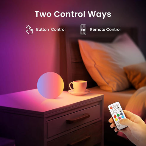 3-inch 16 IP65 1 Pack LOFTEK Rechargeable LED Ball Lights, Sphere Night Light, RGB Color Glowing Mood Lighting