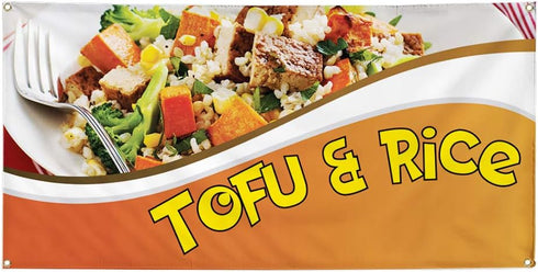 Fastasticdeals Vinyl Banner Multiple Sizes Tofu & Rice Outdoor Advertising Printing Restaurant &