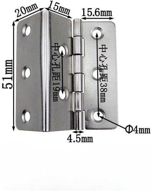 RMNBDN 2 Inch Hardware(51x15x1.0 One-Piece Eight Holes Triple Fold Hinge Iron Hinge for Cabinet Bedside Table Furniture