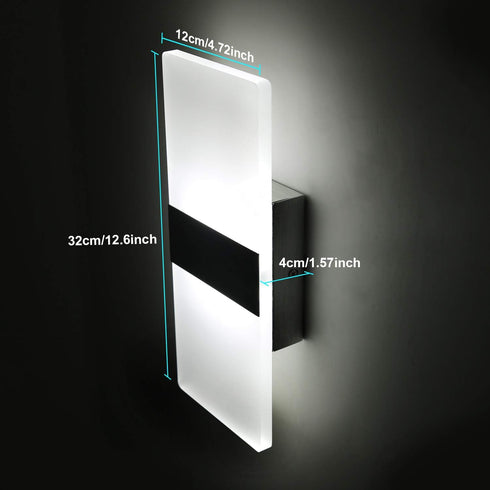 Dimmable 12W, HS521-1 Lightess Modern Wall Sconce Up Down Wall Lights Acrylic LED Wall Lamp for Hallway Bedroom