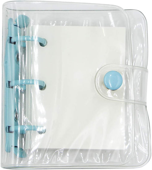 Mini Transparent 3-Ring Binder Covers, Clear Soft PVC Notebook with Snap Button Closure