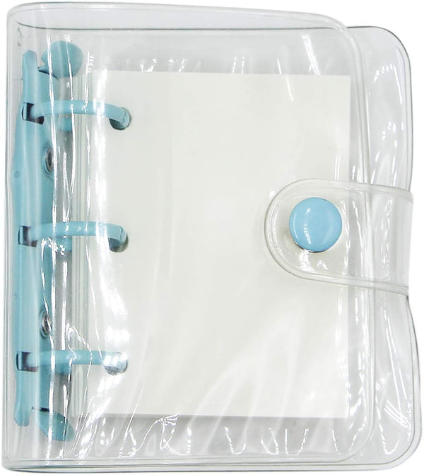 Mini Transparent 3-Ring Binder Covers, Clear Soft PVC Notebook with Snap Button Closure