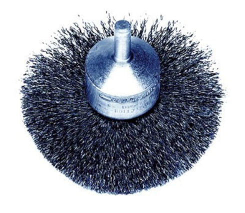 Weiler 10046 1-1/2" Circular Flared Crimped Wire End Brush, .008" Stainless Steel Fill