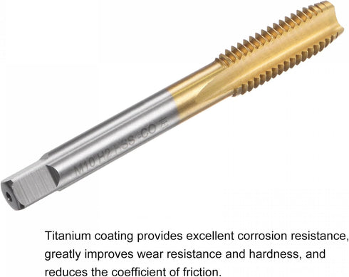 uxcell Straight Flute Taps, M10 x 1.5 Metric Left Hand Titanium Coated M35 Cobalt Tapping Tool