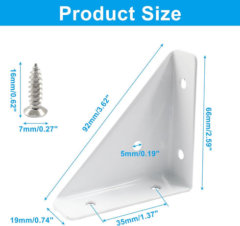 Jiozermi 8Pcs 66mm 66mm x Corner Brace Brackets, Angle Corner Brackets Black Angle Bracket Triangle Shelf Bracket