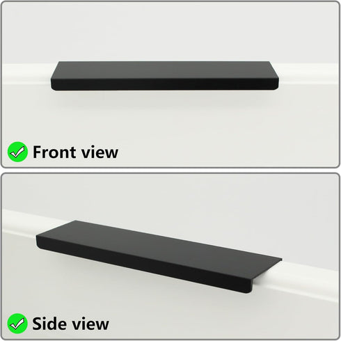 10 Pack Black Finger Pulls for Cabinets, 76mm/3inch Hole Centers, Modern Edge Pulls for Kitchen Hardware