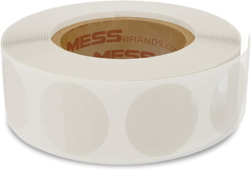MESS Clear Round Labels, 1 Inch (1,000/Roll) – Transparent Sealing Dots, Wafer Tab Seals, Envelope Seal Stickers
