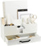 White Wood Office Desk Organizers and Accessories, Small Desk Organizer with Drawer for Home Office