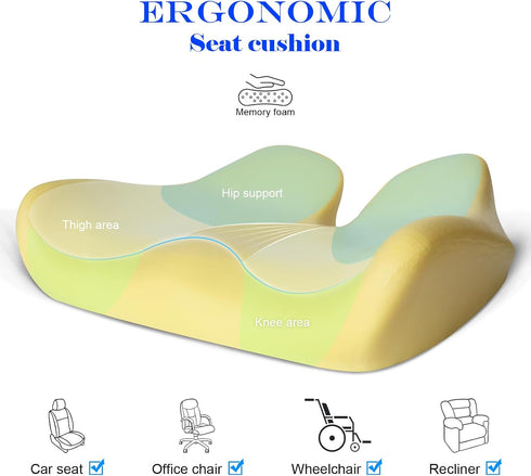 Cushion.Tailbone memory foam cushion for car seat, ergonomic seat cushion for office chair, gaming chair cushion.