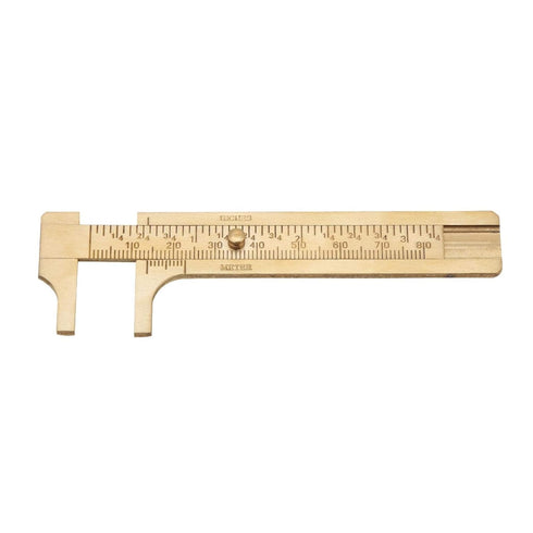 Jeanoko Double Scale Vernier Calipers, Brass Sliding Gauge, Handy Measuring Tool for Jewelry, mm/inch