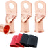 TKDMR 4pcs 2/0 AWG-3/8" Battery Lugs - Heavy Duty Copper Wire Lugs with 3:1 Heat Shrink Tubing