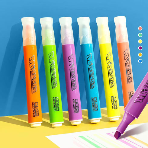 M&G 6 Pcs Cute Highlighters - Multicolor No Bleed Quick Dry Chisel Tip for School, Office, Bible, Notes