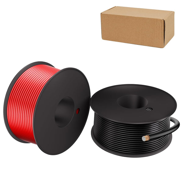 HONENCN 16 Gauge Electrical Wire 2 Pack Total 200ft-Black 100 ft and Red