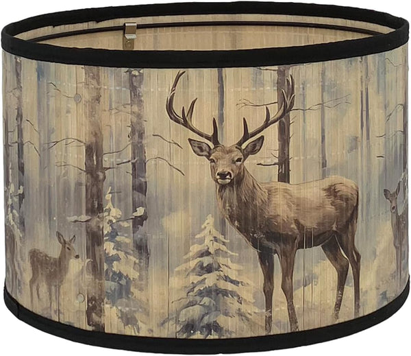 Yxelume Vintage Bamboo Drum Lamp Shade with Decorative Pattern, 11.8" Diameter x 7.9"