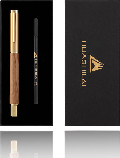 Set Set Luxury Wooden and Metal Rollerball Pen with Spare Gel Ink Refill,Rosewood,White Oak,Walnut Wood Signature