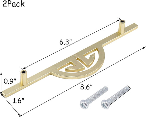 2Pack Brushed Gold Drawer Pulls, Half Moon Zinc Alloy Drop Handle for Kitchen Furniture Wardrobe Cupboard