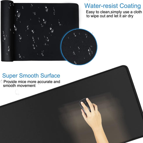 BOOEUDI 31.5 11.8 Mouse Pad Gaming, Extra Large Mousepad with Stitched Edges, Premium Microfiber Cloth Surface