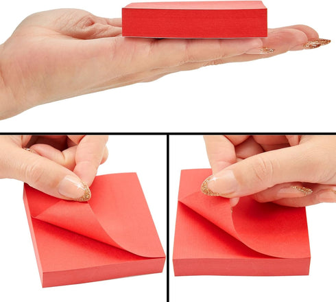 Juvale 8 Pack Bright Red Sticky Notes - 3x3 Inch Self-Stick Note Pads for Home, Office Supplies, 100 Sheets Per Pad