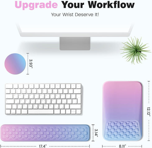 Ospelelf Keyboard Wrist Rest Pad for Computer, Ergonomic Large Mouse Pad with Wrist Support, Office Arm Rest, Purple