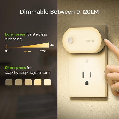 (120 Dimmable 1-120lm (4 Pack) AUVON Night Light Plug in with Motion Sensor Lumens), Smart LED Night Lights