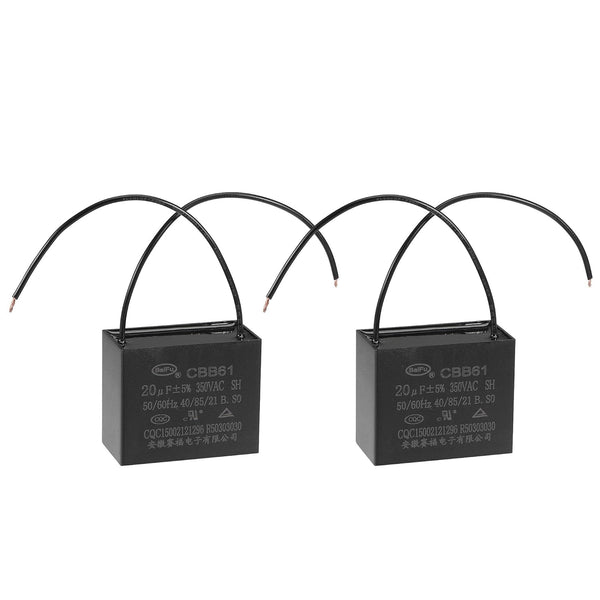 uxcell Ceiling Fan Capacitor CBB61 20uF 350V AC, 2 Wires Metallized Polypropylene Film Capacitor (2Pcs)