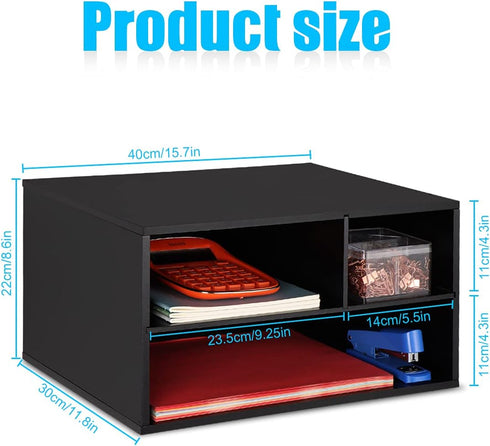 EMERIT 2 Printer Stand Shelf with Storage Wood Desk Paper Organzier for Home/Office,Printer Riser, Tire