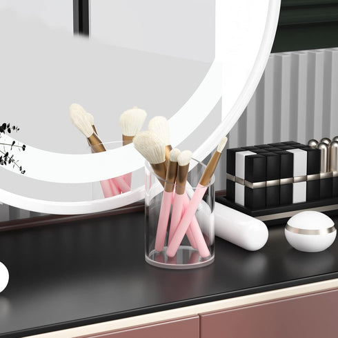 Pen Holder for Desk Organizer, Acrylic Makeup Brush Organizer and Sanitizer Holder for Office and Home (Clear)