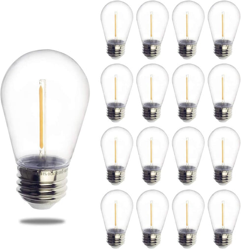Jslinter S14 1W Outdoor String Lights Bulbs, Shatterproof & Waterproof, 2200K Warm White, 11W Equivalent, E26 Base