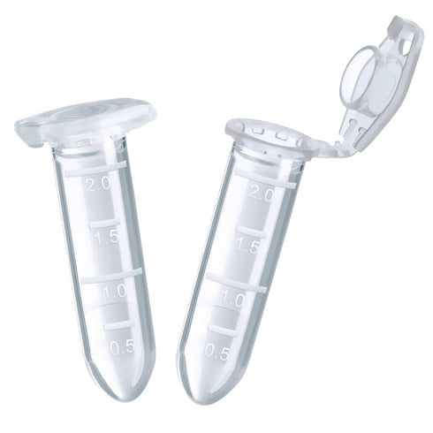 2ml Sterile Microcentrifuge Tubes - Pack of 500 with Safe-Lock Cap, Round Bottom Centrifuge Tubes