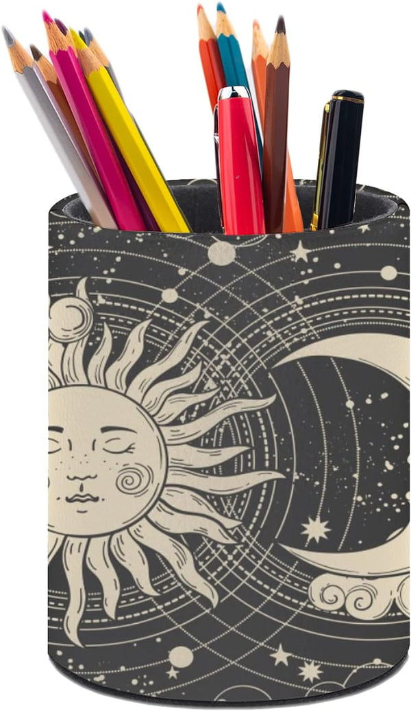XUWU Tarot Celestial Bohemian Pen Holder - Cute Pencil Cup Desk Decor, Makeup Brush Holder for Office Supplies