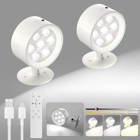 Cnlux Set 4400mAh Dimmable 360 Wireless Wall Sconces of Two, Rechargeable Battery Operated Sconces with Remote & Touch