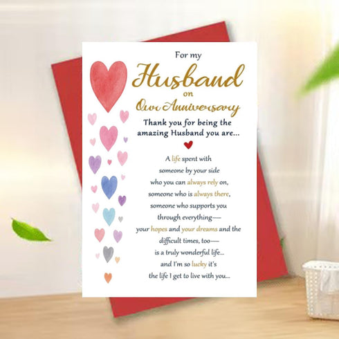 QLIYLIN Romantic Anniversary Card for Husband, Funny Anniversary Card Gifts, Sweet Wedding Day Gifts for Husband
