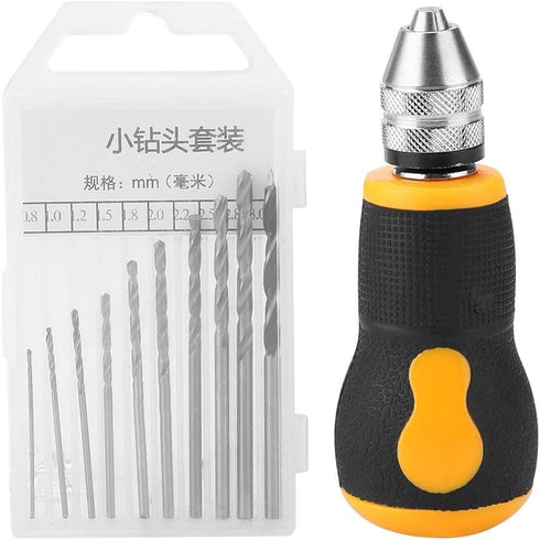 Micro Mini Hand Drill Tool Set with 10 Drill Bits, 0.8-3.0mm Precision Pin Vise for Woodworking Jewelry