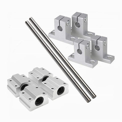 Linear Rail OD 8mm, 200mm 2PCS Optical Axis Linear Rail Shaft Rod with 4PCS Guide Support and 4PCS SC8UU Bearings