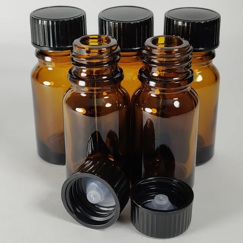 48Pack 1/3oz (10ml) Boston Glass Bottle, Essential Oil Bottle with Lid for Perfume, Aromatherapy, Lab Refillable Sample