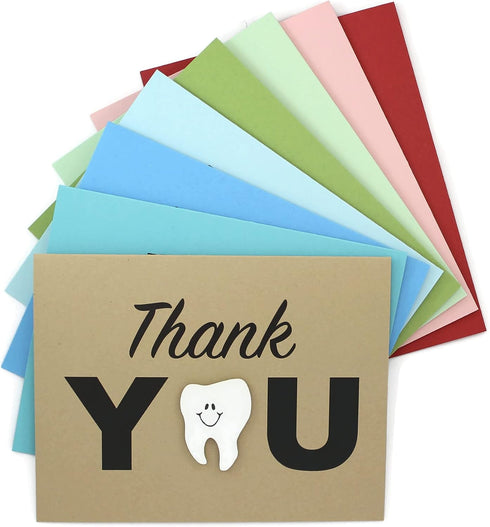 Embellish by Jackie Tooth Thank You Card for Dentists | Handmade Dental Hygienist Greeting Notecard | Kraft Brown