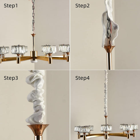 2 Packs 6 Chandelier Chain Cover for Electirc Wire and Chain Cover, Feet Length Cotton and Linen Fabric White Color